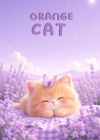 Lovely  Orange Cat In Lavender