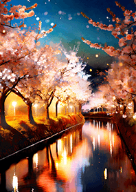 Beautiful night cherry blossoms#1047