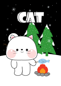 Cute White Cat In Winter Season (JP)