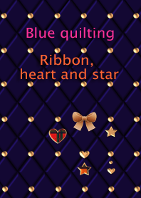 Blue quilting(Ribbon, heart and star)