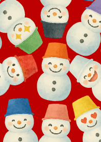 Colorful Snowman07 on red & beige