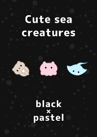 Cute sea creatures black & pastel
