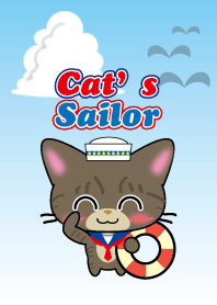 Cat's sailor Theme brown tabby cat #pop