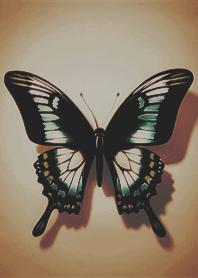 간단하고 아름다운날개를 펴는 나비(갈색)