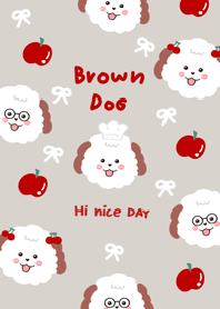Browny dog love apple minimal gray cute