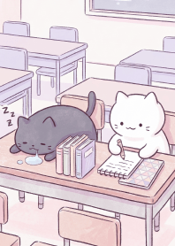 麻糬貓，教室上課