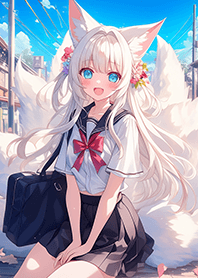 九尾の銀狐狸學生❤