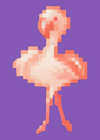 Tema Seni Piksel Flamingo Ungu 01