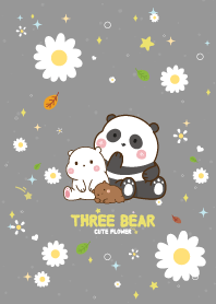หมีสามตัว ดอกไม้ในฤดูร้อน สีเทา