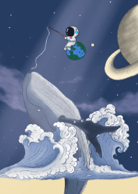 The Cute Astronaut and Whale