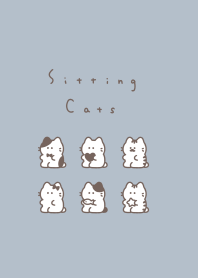 6 Sitting Cats/blue beige BR