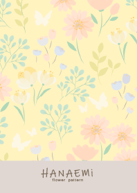 HANAEMI flower pattern -cream yellow-