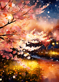 Beautiful night cherry blossoms#1510