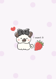 Pug&Strawberry:purple dot
