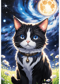 Night Moon Star Cat 6A524c
