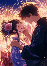 慶祝跨年煙火の和服情侶❤️