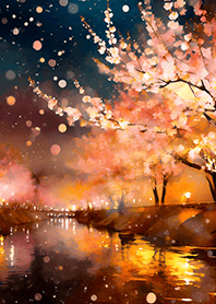 Beautiful night cherry blossoms#1545