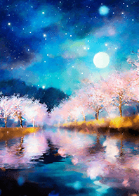 Beautiful night cherry blossoms#1373