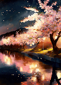 Beautiful night cherry blossoms#2144