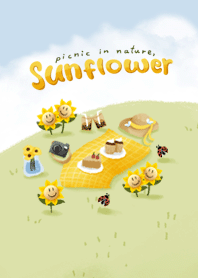 Picnic in nature, sunflowers