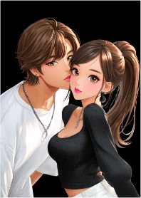 Boy & Girl Couple Lover Ver. 01 Black 01