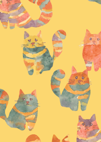 Precocious Cats on light yellow