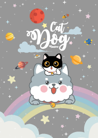 Cat&Dog Rainbow Galaxy Gray