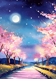 Beautiful night cherry blossoms#571