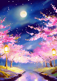 Beautiful night cherry blossoms#326