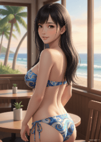 奔放沙灘高衩泳裝美女2