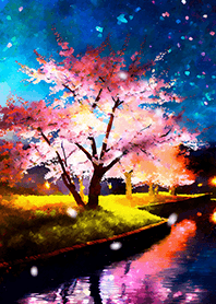 Beautiful night cherry blossoms#608