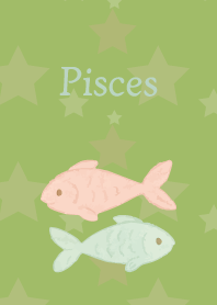 Cute Pisces on moss green