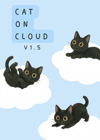 Black Cat on Cloud Blue Black White V1.5