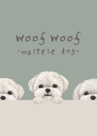 Woof Woof - Maltese dog - GREEN GRAY