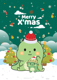 Dino Seaside Christmas Day Dark Green