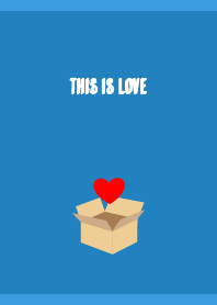 Love in a cardboard on blue