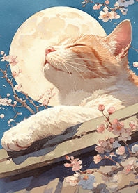 満月を見上げる猫