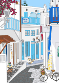 Greece Series 3 -blue houses with cats