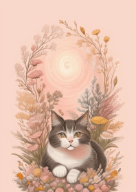 Cat and flowers R7IdY