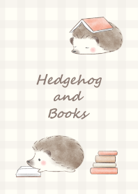 Hedgehog and Book* -red- plaid 2