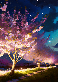 Beautiful night cherry blossoms#1692