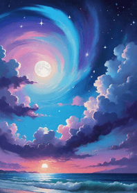 Night by the sea starlit sky moon 68b5
