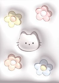 Greige plump cat and flower 02_2