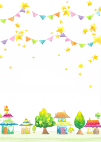 北欧風の家とガーランド