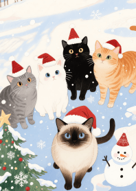 Love Kawaii Cat Gang In Christmas