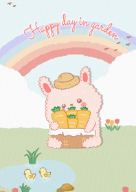 Fluffy rabbit : Happy day in garden