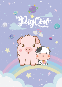 Pig&Cow Rainbow Galaxy Violet