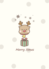 Reindeer and Present -beige- dot