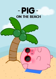 Cute Pig On The Beach Theme