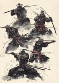 Warrior in the style of sumi-e